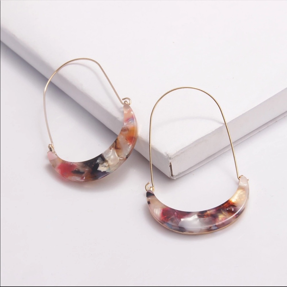Crescent Hoop Resin Earrings - Picture 1 of 5